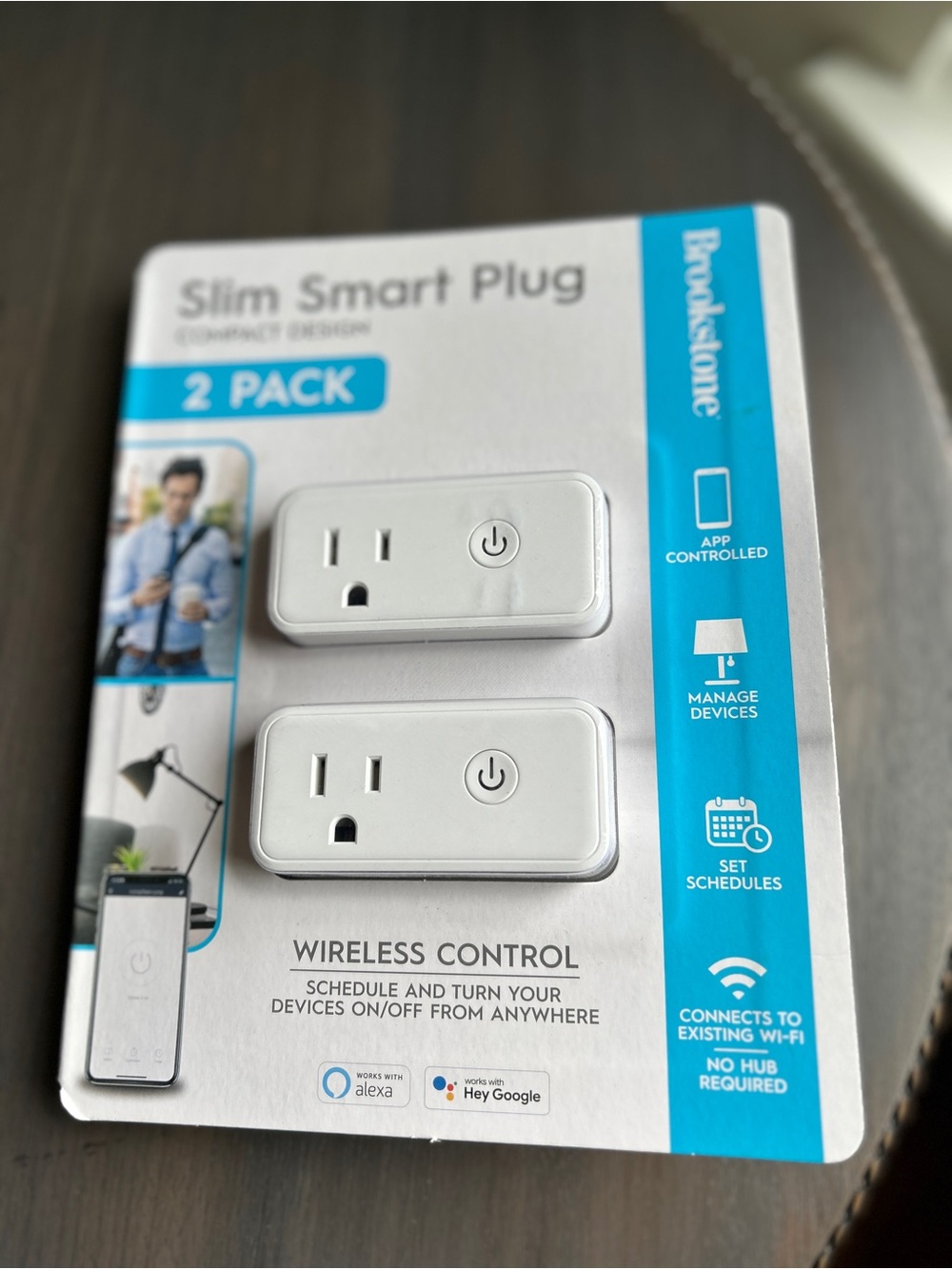 2 Pack Brookstone Smart Plug WiFi Outlet Switch, Compatible with Alexa & Google